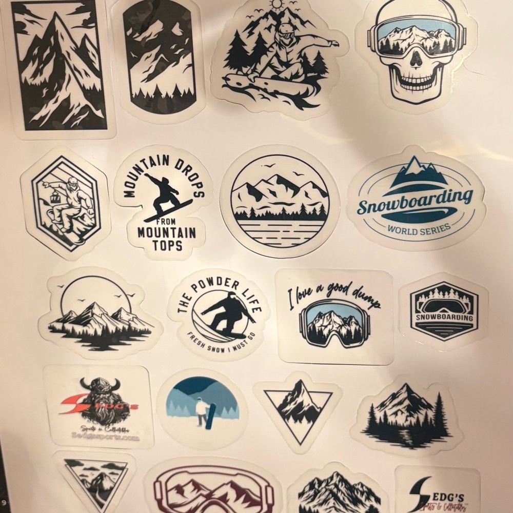 Assorted Snowboarding transparent Stickers Set - Picture 2 of 2